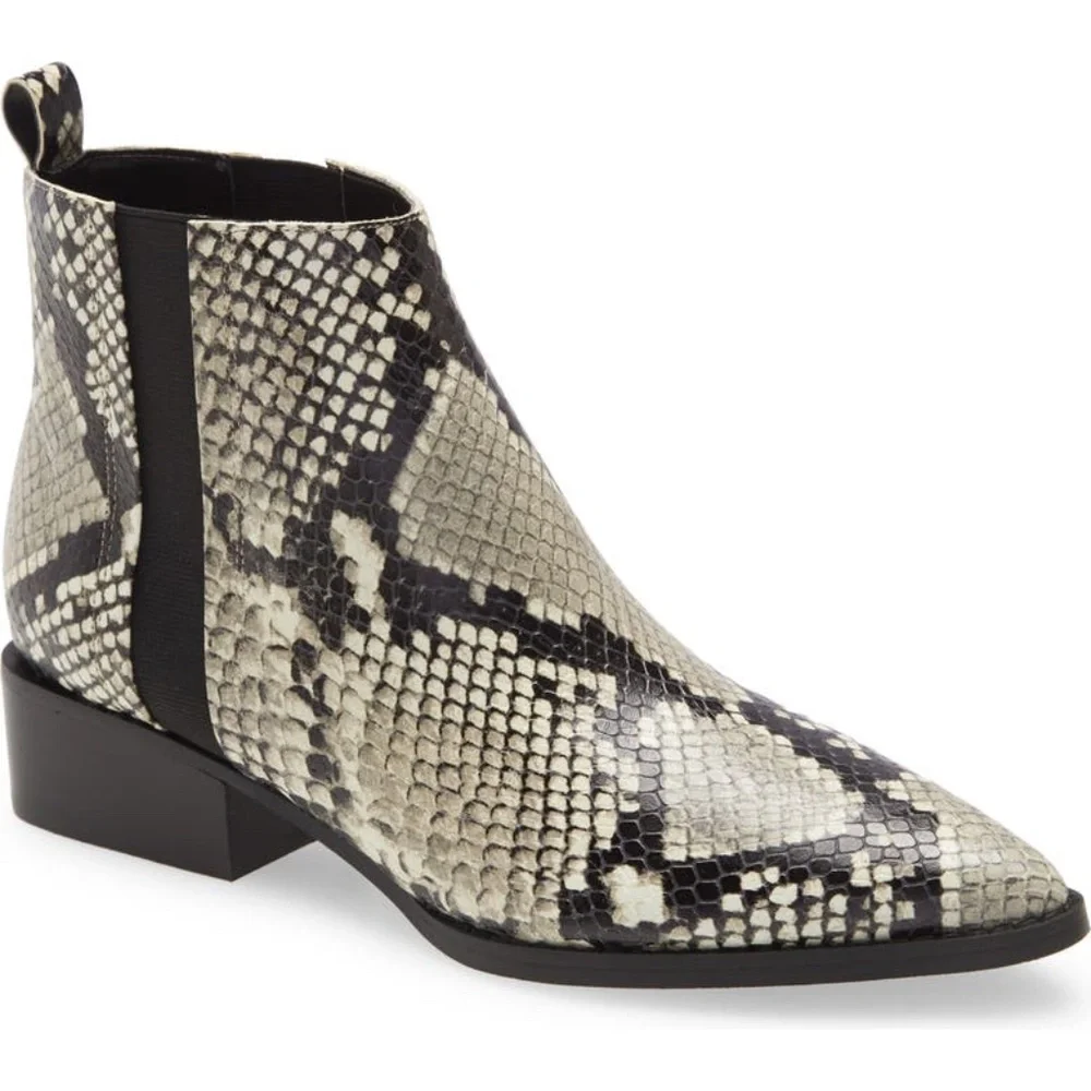 Marc Fisher Snakeskin print Vivica block heel boots